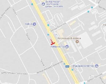 Білборд, Бігборд (Борд)  A у Дніпро (Дніпропетровськ), 6х3  Запорізьке шосе, навпроти автосалону Тойота та МЦ "Biennale" схема