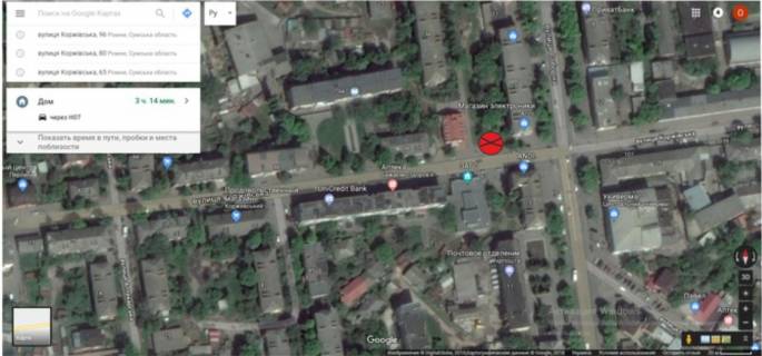 Білборд, Бігборд (Борд)  B у Ромнах, 3х6  Коржевская, 96а схема