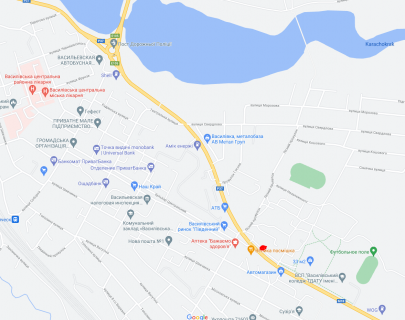 Билборд B в Васильевке, 6х3  центр города бул. Центральный 14, тр-М18 схема
