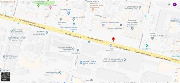 Білборд, Бігборд (Борд)  B у Києві, 3х6  Проспект Перемоги,заправка AMIC схема