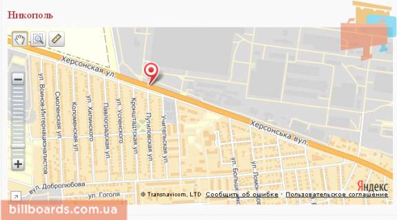 Билборд B в Никополе, 3х6  перехрестя вул.Херсонської та вул.Путилівської схема