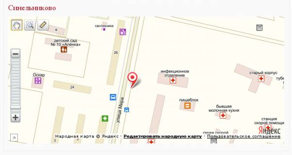 Билборд A в Синельниково, 3х6  вул. Миру, напроти будинка №26 схема