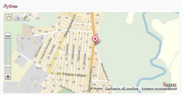 Билборд B в Лубнах, 3х6  на розі вул.Драгоманова та вул.Молодіжної схема