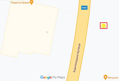 Билборд A в Хмельницком Каменецька (Цегельний завод) схема