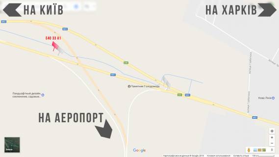 Билборд A в Борисполе, 3х6  Бориспільське шосе   33км, в'їзд в м.Бориспіль з Києва Лівий  схема