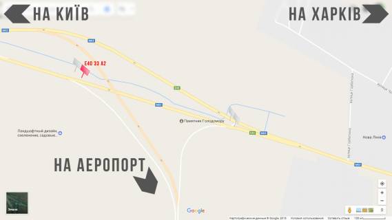 Билборд  в Борисполе Бориспільське шосе   33км, в'їзд в м.Бориспіль з Києва Правий  схема