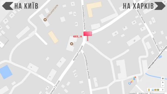 Билборд  в Борисполе вул.  Котляревського, 1 біля центральної лікарні  схема