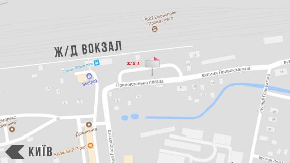 Ситилайт B в Борисполе, 1,2х1,8  вул. Київський Шлях, біля центрального парку схема