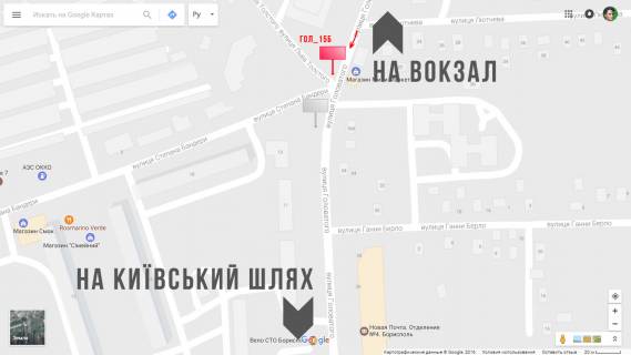 Билборд  в Борисполе вул.  Головатого, 15 схема