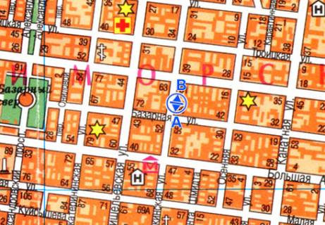 Сiтiлайт B у Одесі, 1.8x1.2  Пушкінська вул., 47 - Базарна вул. схема