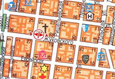 Ситилайт A в Одессе, 1.8x1.2  Жуковського вул., 28 схема