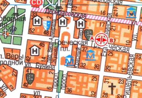 Сiтiлайт B у Одесі, 1.8x1.2  Грецька вул., 34 схема