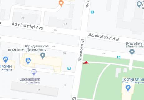Билборд B в Одессе Краснова ул. - Адмиральский пр. схема