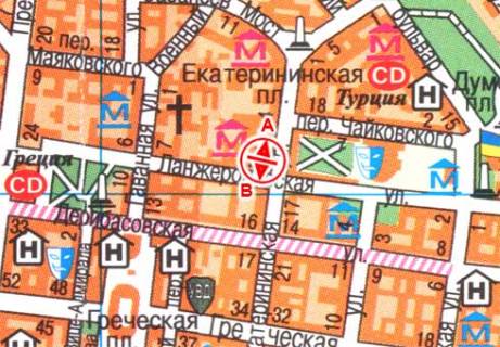 Ситилайт A в Одессе, 1.8x1.2  Катерининська вул., 12 схема