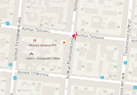 Скролер, Скрол A у Одесі Троїцька вул., 33 - Рішельєвська вул. - 237344 схема