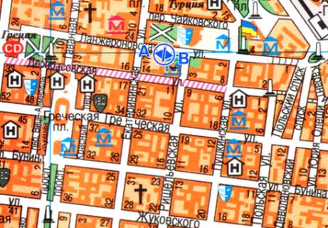 Сiтiлайт A у Одесі, 1.8x1.2  Ланжеронівська вул., 15 схема
