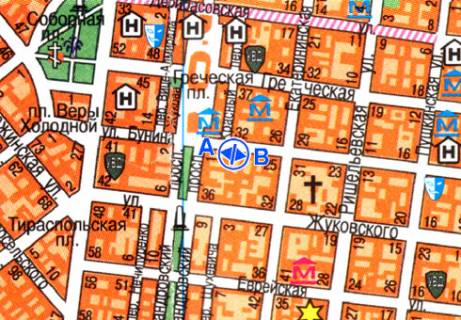 Ситилайт A в Одессе, 1.8x1.2  Буніна вул., 33 схема