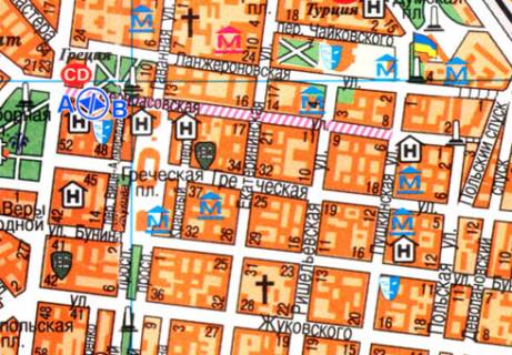 Сiтiлайт A у Одесі, 1.8x1.2  Дерибасівська вул., 33 схема