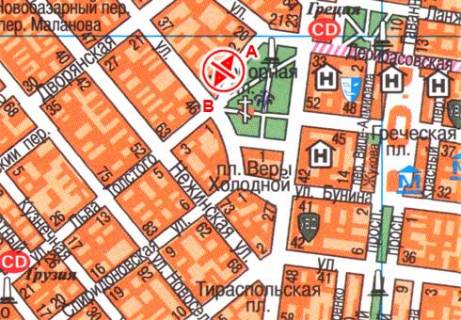 Ситилайт A в Одессе, 1.8x1.2  Соборна вул., 6 схема