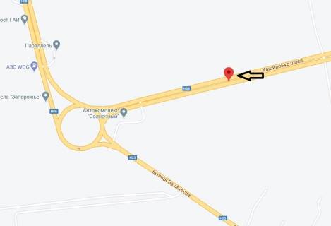 Билборд A в Запорожье, 3x6  116_ул.Тиражная 430м от трассы -выезд из города схема