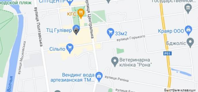 Ситилайт A в Павлограде, 1,2x1,9  вул. Шевченко (ТЦ Гулівер блок А, ЦЕНТР) схема