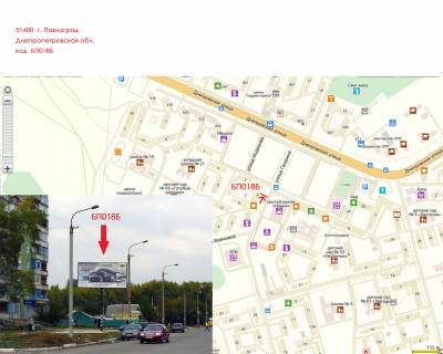 Билборд B в Павлограде, 3х6  вул. Леоніда Каденюка (Гагарина) (ринок «Новий») схема