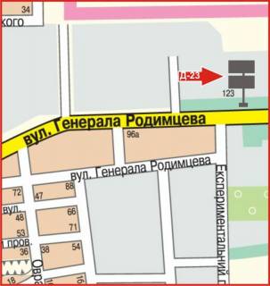 Билборд A в Кропивницкий (Кировоград), 3x6  вул.Родимцева, 123 * схема