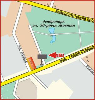 Билборд A в Кропивницкий (Кировоград) вул. Героїв Рятувальників, (біля п-ки МВД) схема