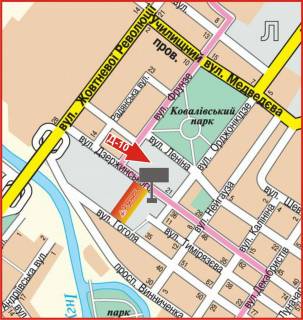 Билборд A в Кропивницкий (Кировоград) вул.Дзержинського (вул.Чміленка) схема