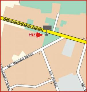 Билборд B в Кропивницкий (Кировоград), 3x6  просп.Університетський схема