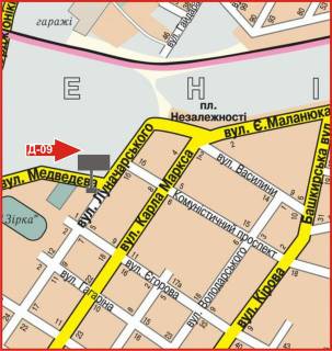 Билборд A в Кропивницкий (Кировоград) вул.Луначарського (вул.Чорновола) схема