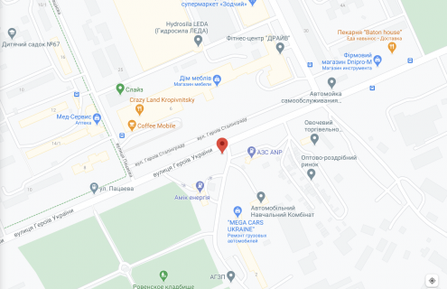 Билборд A в Кропивницкий (Кировоград) вул. Чорновола . схема