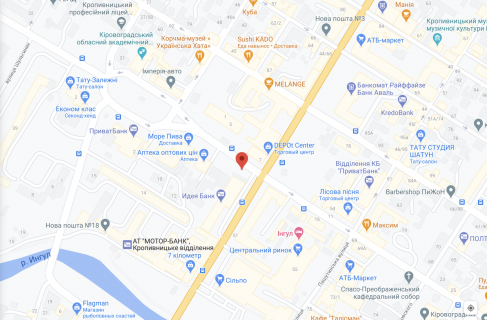 Білборд, Бігборд (Борд)  A у Кропивницький (Кіровоград) Центр - Ресторан "Київ" схема