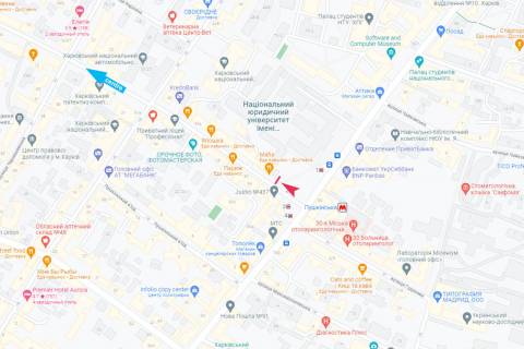 Видеоборд A в Харькове, 3,1х2,2  Ярослава Мудрого вул., 37 - Григорія Сковороди (Пушкінська) вул., ст. метро "Ярослава Мудрого" (Пушкінська)" (Ресторан "Мафія", "Париж"), центр - 532155 схема