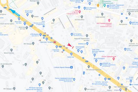 Видеоборд A у Харкові, 12,48х10,56  Гагаріна пр-т, 20, м. пр-т Гагаріна, з центру (ОРГТЕХНІКА, гіпермаркет КЛАСС, Автовокзал "Левада", дорога в аеропорт) - 381810 схема