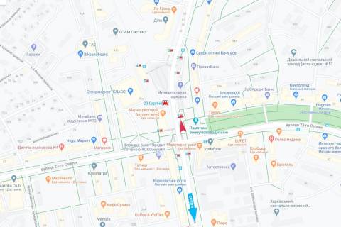 Видеоборд A в Харькове, 6x3  Науки пр-т - 23 Серпня вул., м. 23 Серпня (Супермаркет "КЛАС", ТЦ "Рух", сквер "Солдат", ринок "Павлове Поле", к-т "Довженка"), з центру - 295708 схема