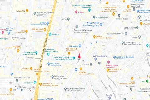 Видеоборд A у Харкові, 11,56х5,76  Пушкінська вул. - Мар'яненка, 4, площа Поезії, пров. Театральний, в центр (напрямок до м. Архітектора Бекетова, Макдональдсу, поворот на вул. Сумську) - 295717 схема