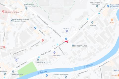 Видеоборд A в Харькове, 6x3  Шевченко вул. - Героїв Рятувальників (Білгородський) узвіз, в центр - 381845 схема