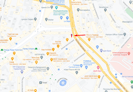 Видеоборд A в Киеве, 5,12х13,44  В. Васильківська вул., 9/2 (Кут) - 295609 схема