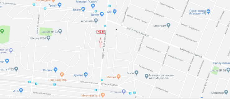 Билборд B в Мариуполе, 3х6  пр. Строителей 162 схема