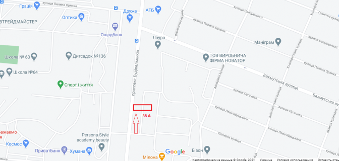 Билборд A в Мариуполе, 3х6  пр. Строителей 163 схема