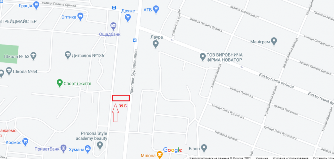 Білборд, Бігборд (Борд)  A у Маріуполі, 3х6  пр. Строителей 158 схема