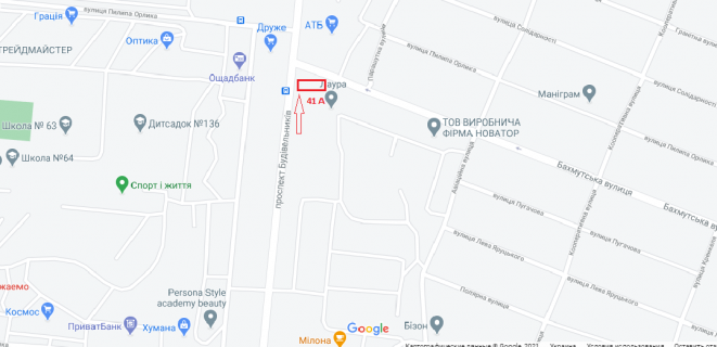 Білборд, Бігборд (Борд)  A у Маріуполі, 3х6  пр. Строителей 175 схема