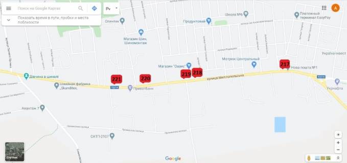 Білборд, Бігборд (Борд)  A у Каховці, 3х6  Мелітопольська (маг Агроспецпостач)_А схема