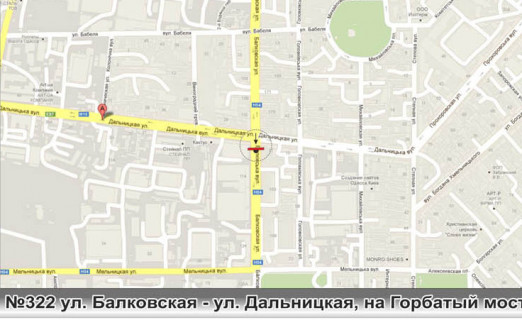 Білборд, Бігборд (Борд)  A у Одесі, 3x12  №322 вул. Балківська / вул. Дальницька (напрямок до Горбатого мосту) схема
