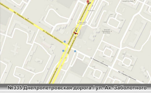 Билборд B в Одессе, 3x6  №334 вул. Дніпропетровська дорога / вул. Академіка Заболотного, 52 (вул. Семена Палія / вул. Академіка Заболотного, 52) схема