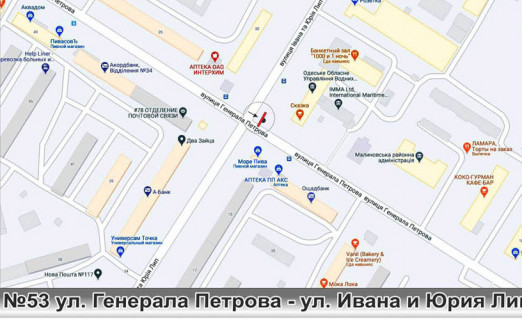Билборд A в Одессе, 3х6  0053 ул.Гайдара - ул. Ген. Петрова схема