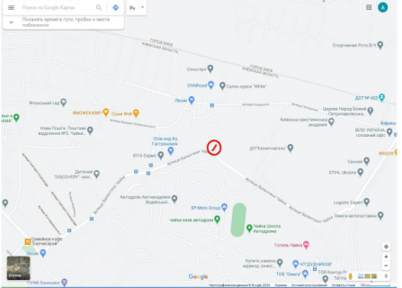 Билборд A в Чайки, 3х6 м  с. Чайки, вул. Миколи Самокиша, 12 схема