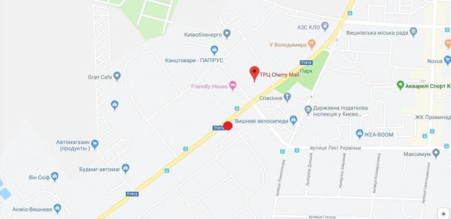 Билборд B в Вишневое, 3x6  вул.Київська, біля ТРЦ Черрі Мол, із Київа схема