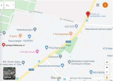 Билборд B в Вишневое, 3x6  вул.Київська  5, з Києва схема